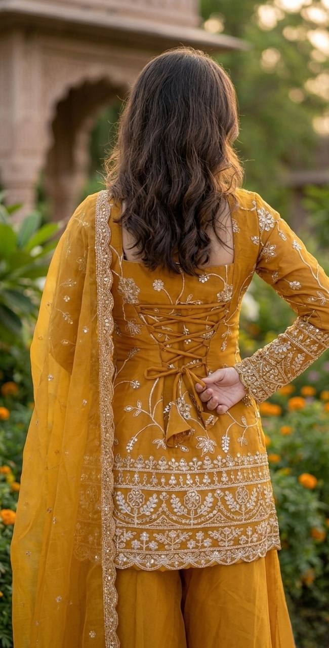 Saffron Yellow Heritage Tie-Back Set